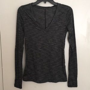 Lululemon Heather Grey V-neck Long Sleeve T-shirt